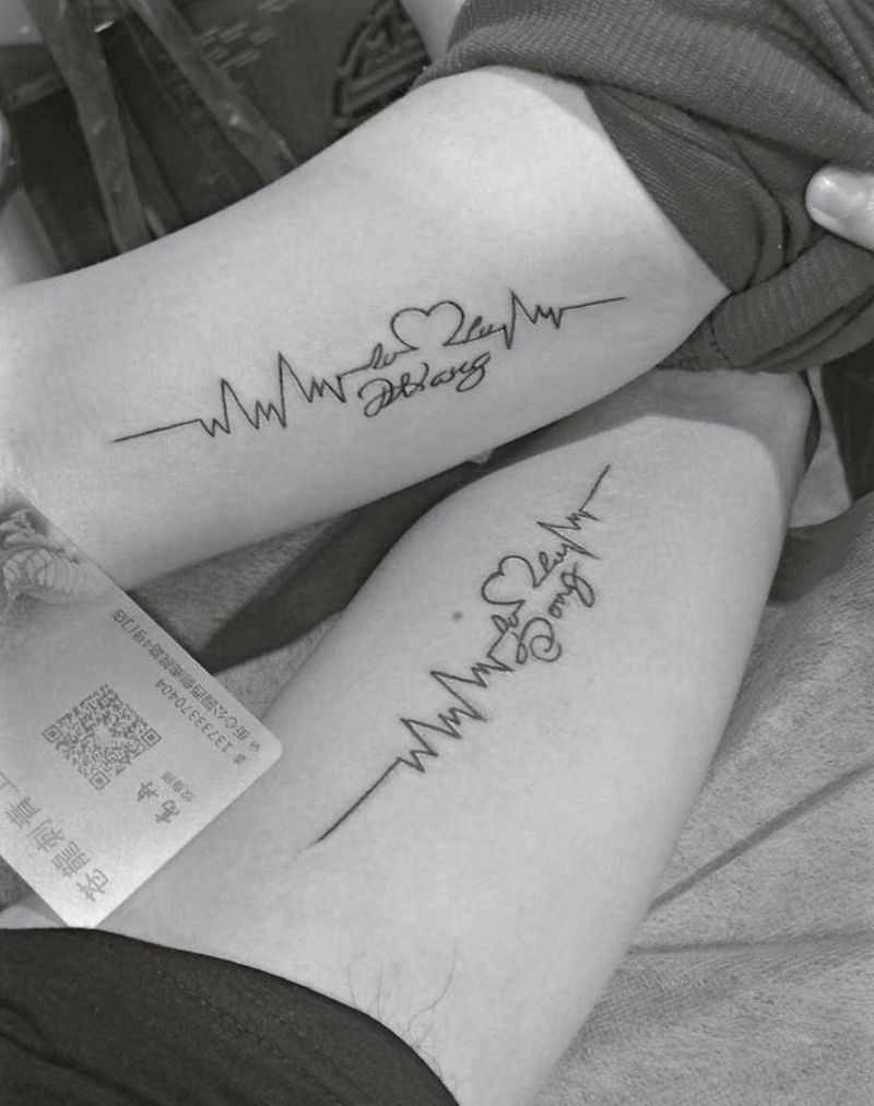 心电图纹身图片_手臂新传统纹身图案