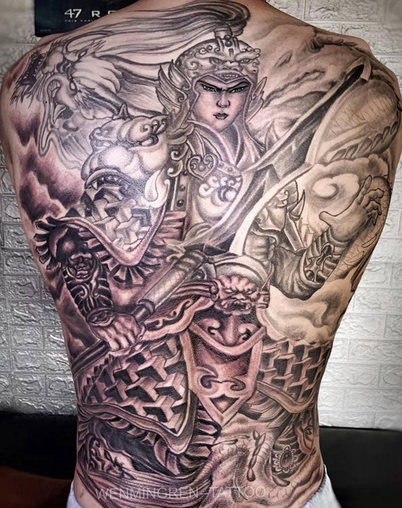 赵云常山赵子龙纹身图片_背部新传统纹身图案