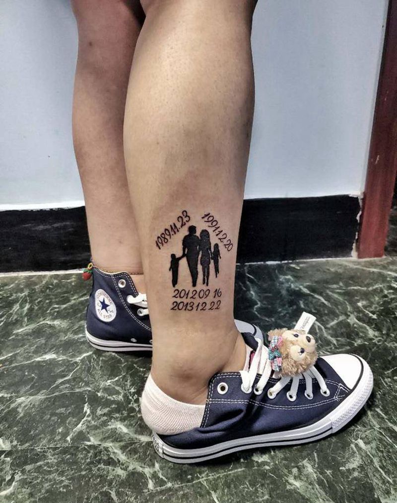 一家四口纹身图片_脚部新传统纹身图案