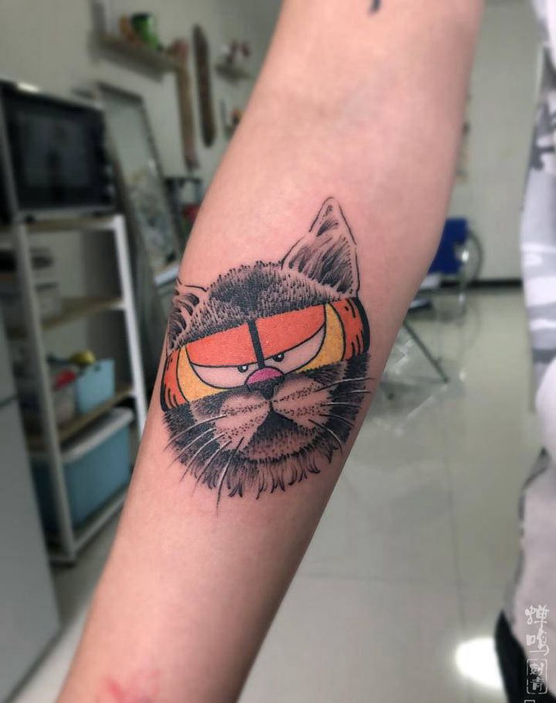 加菲猫纹身图片_手臂New School纹身图案