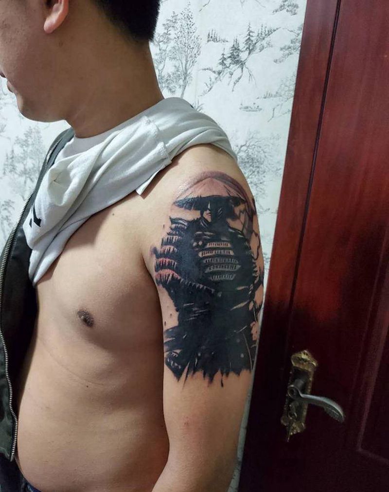 泼墨遮盖纹身图片_手臂水墨纹身图案