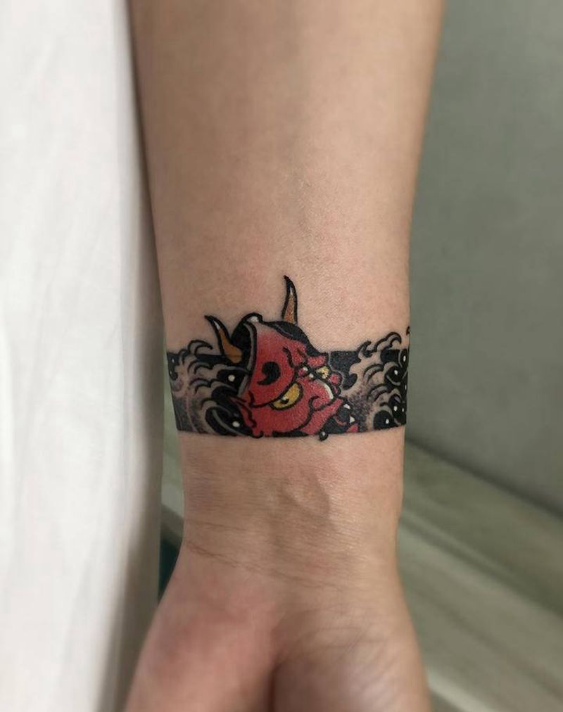 小腕环纹身图片_手臂老传统Old School纹身图案