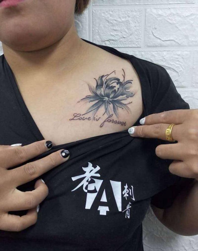 彼岸花纹身图片_颈部老传统纹身图案