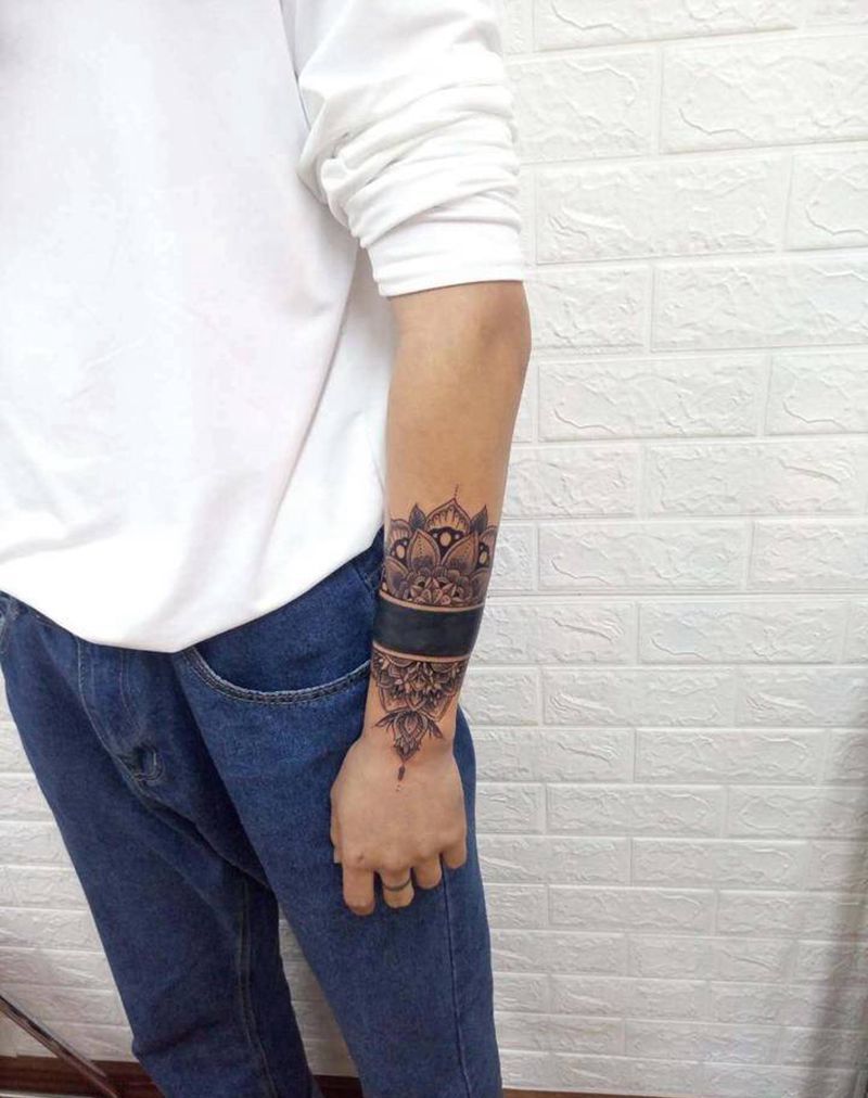 臂环纹身图片_手臂老传统纹身图案