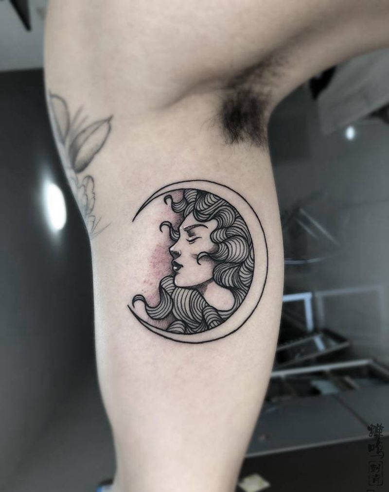 月光女神纹身图片_手臂New School纹身图案