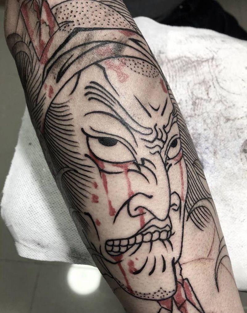 生首纹身图片_手臂老传统纹身图案