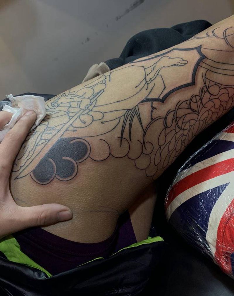 2020最后一个纹身图片_腿部老传统纹身图案