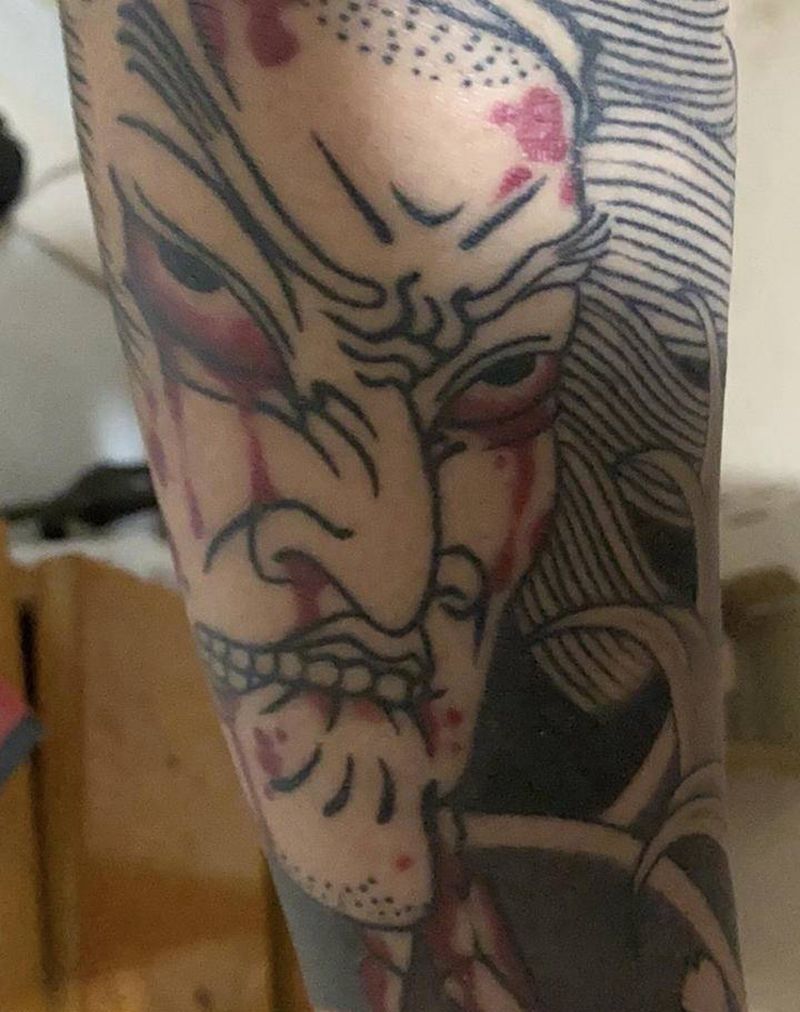 生首纹身图片_手臂Old School纹身图案