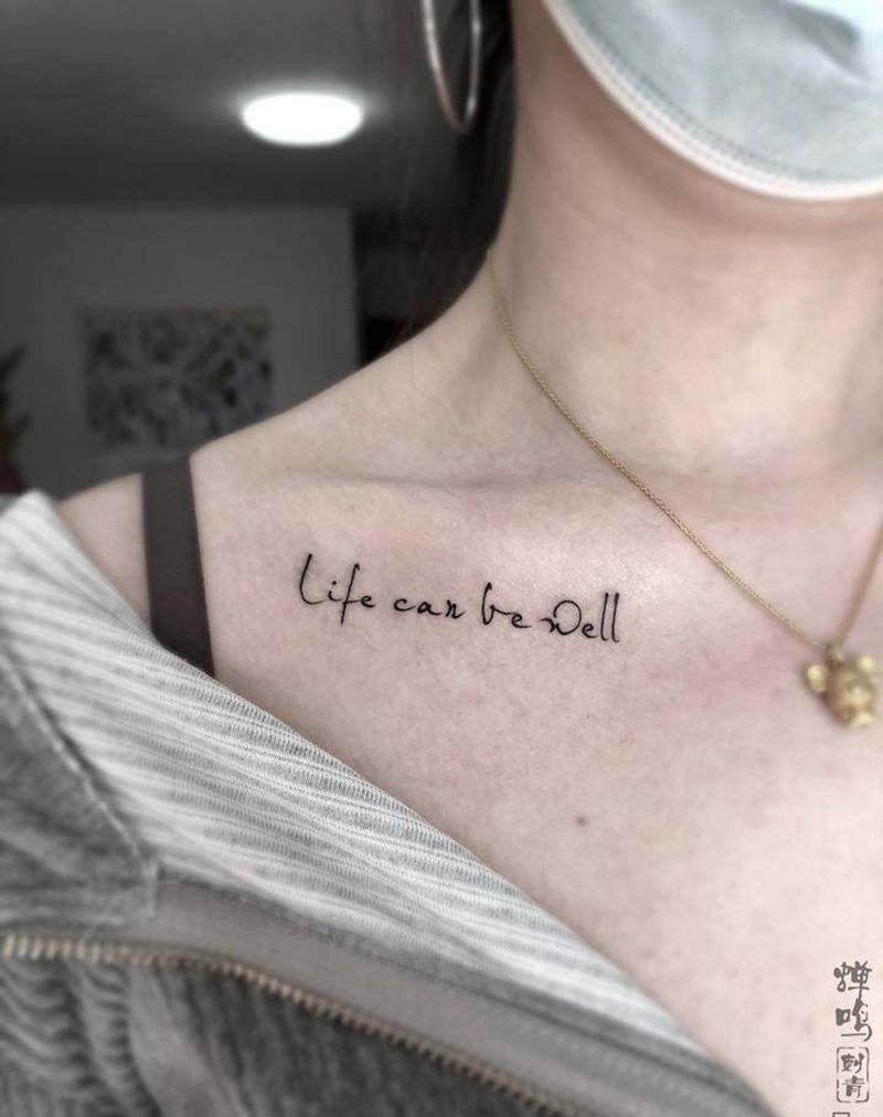 英文纹身图片_胸部肩部图腾纹身图案