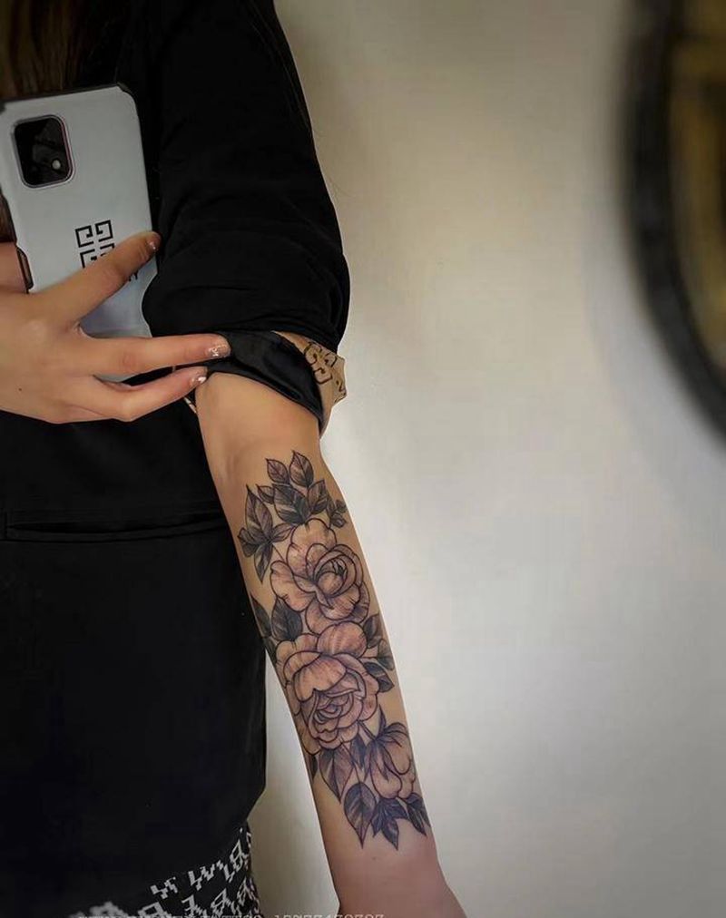 素花纹身图片_手臂新传统纹身图案