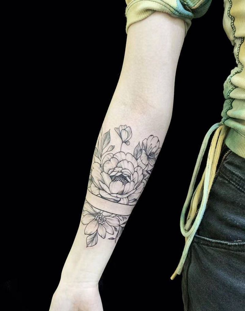 素花纹身图片_手臂纹身图案