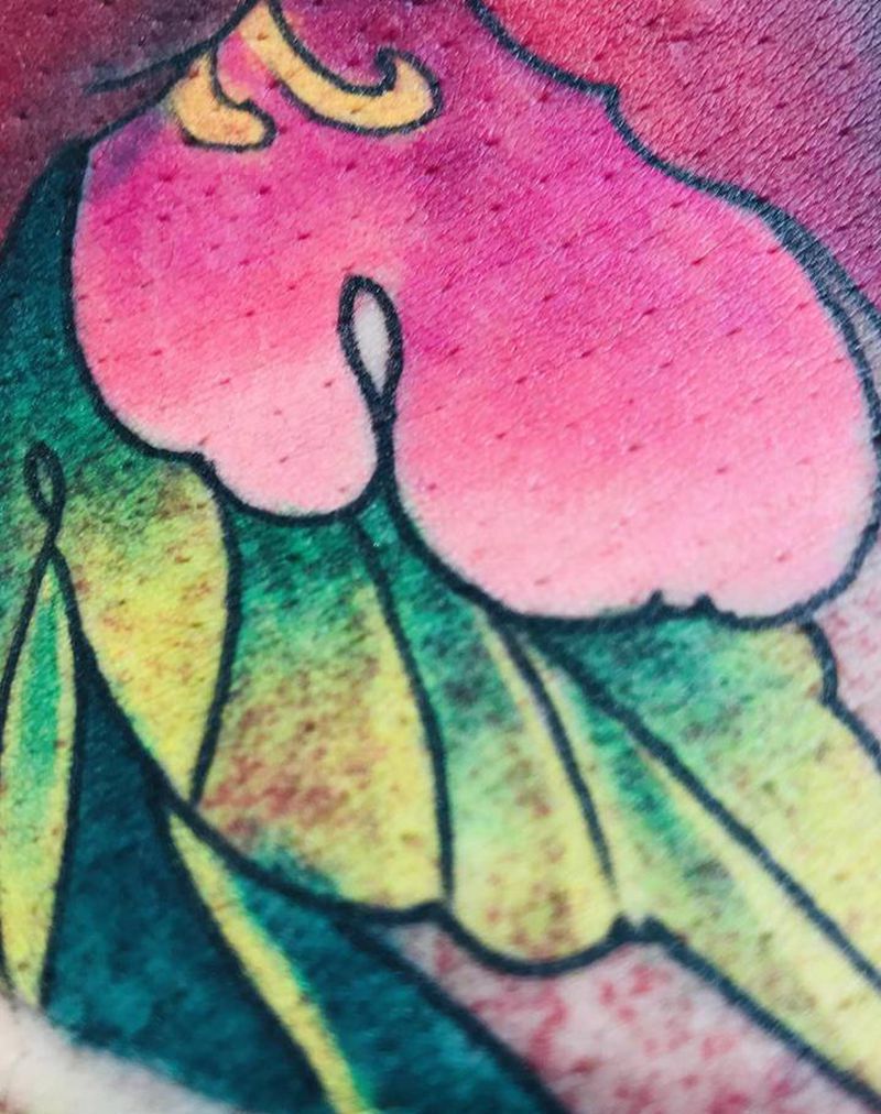 遮盖牡丹纹身图片_腹部新传统水彩纹身图案