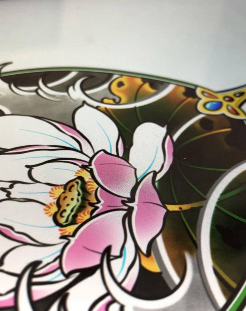 团扇纹身图片_手臂腿部老传统纹身图案