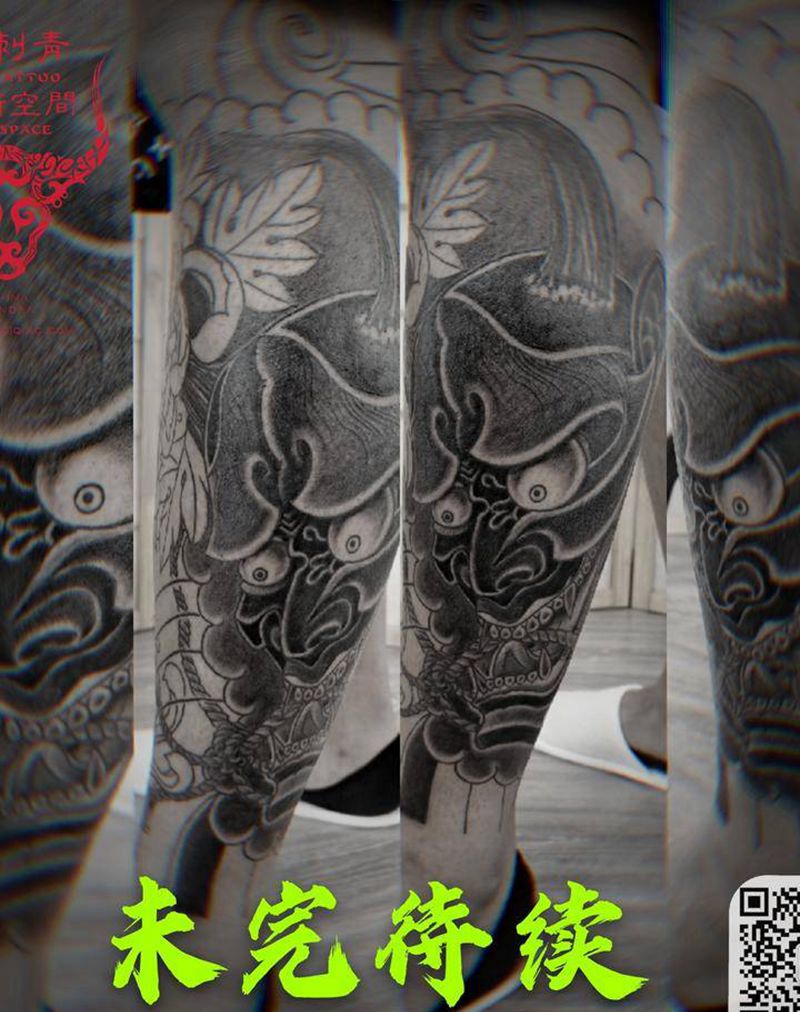 未完待续纹身图片_腿部老传统纹身图案