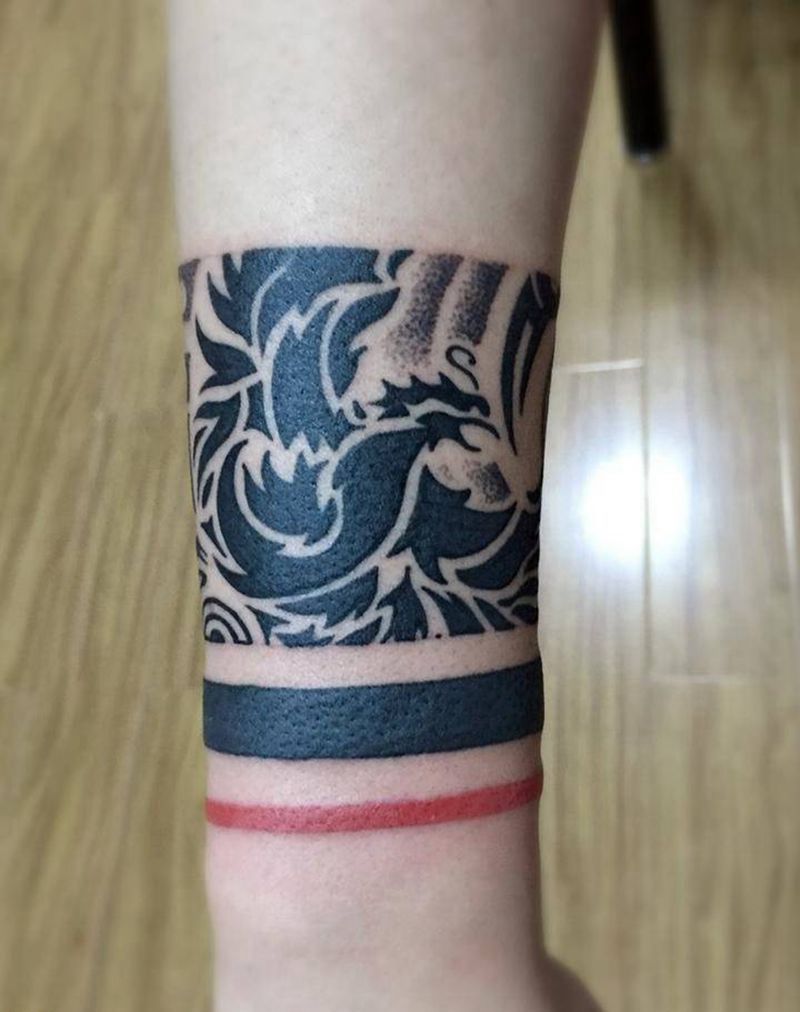 腕环纹身图片_手臂图腾点刺纹身图案