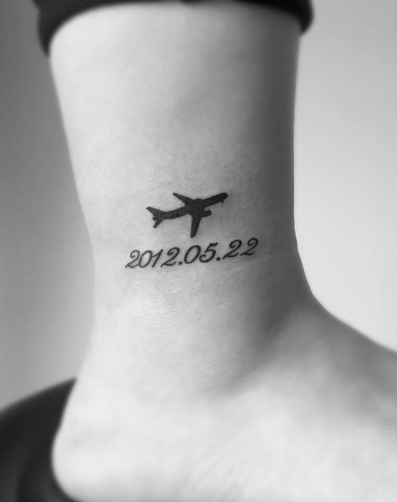 ✈️✈️✈️纹身图片_成品腿部清新几何字符图腾纹身图案