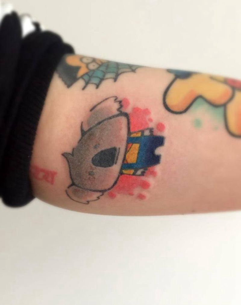 Nom Nom纹身图片_成品手臂欧美清新动物纹身图案