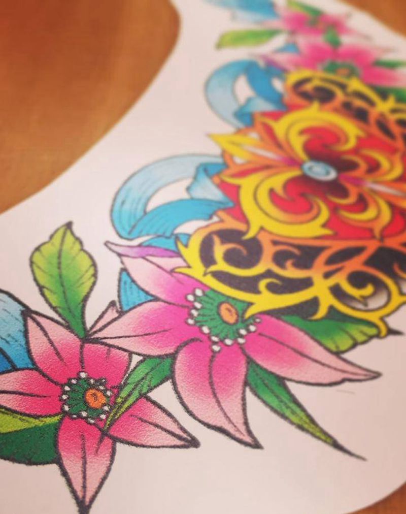 胸花纹身图片_手稿胸部背部腰部欧美清新植物静物纹身图案