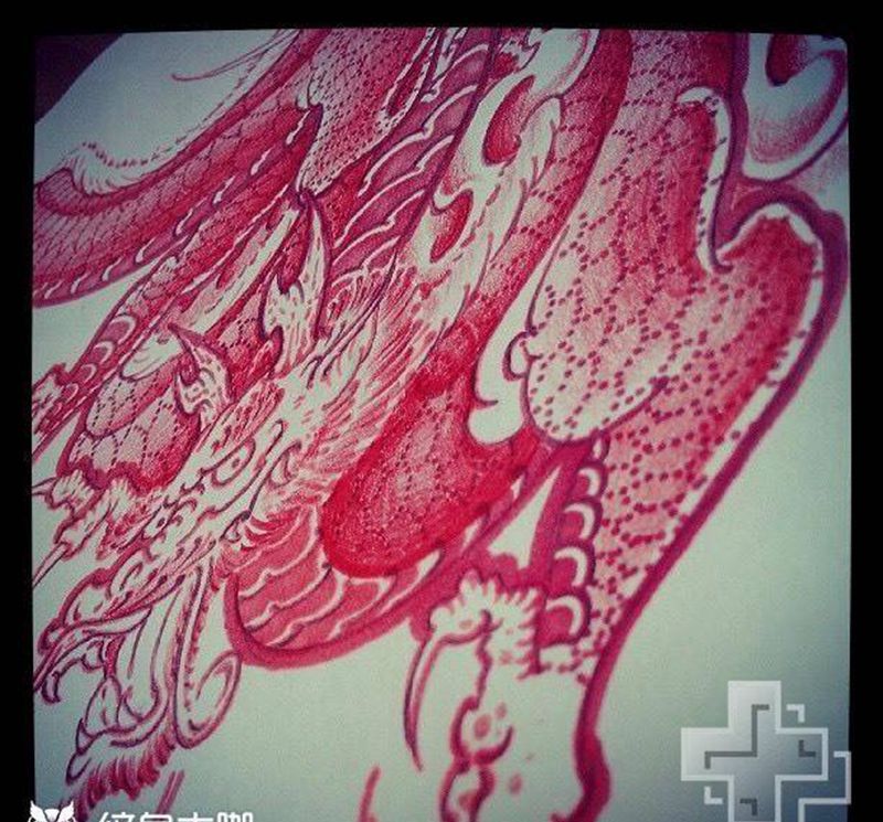 红龙纹身图片_手稿肩部胸部腰部背部手臂腿部传统动物原创纹身图案