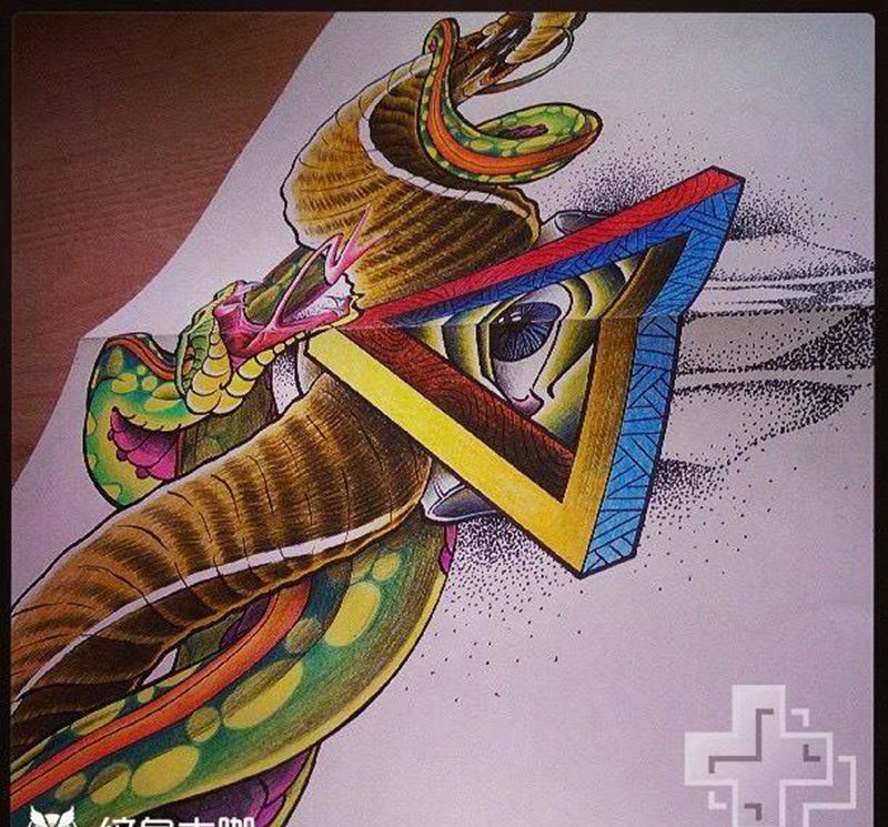 胸花纹身图片_手稿胸部背部欧美几何动物静物原创纹身图案