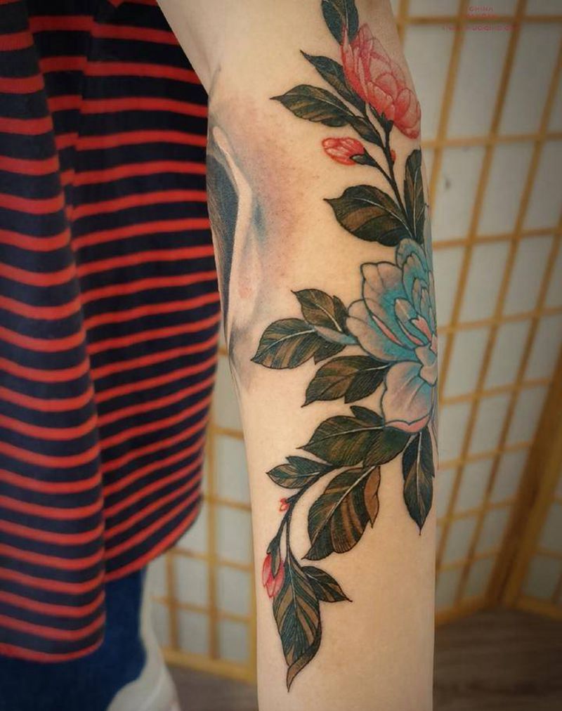 彩花纹身图片_手臂纹身图案