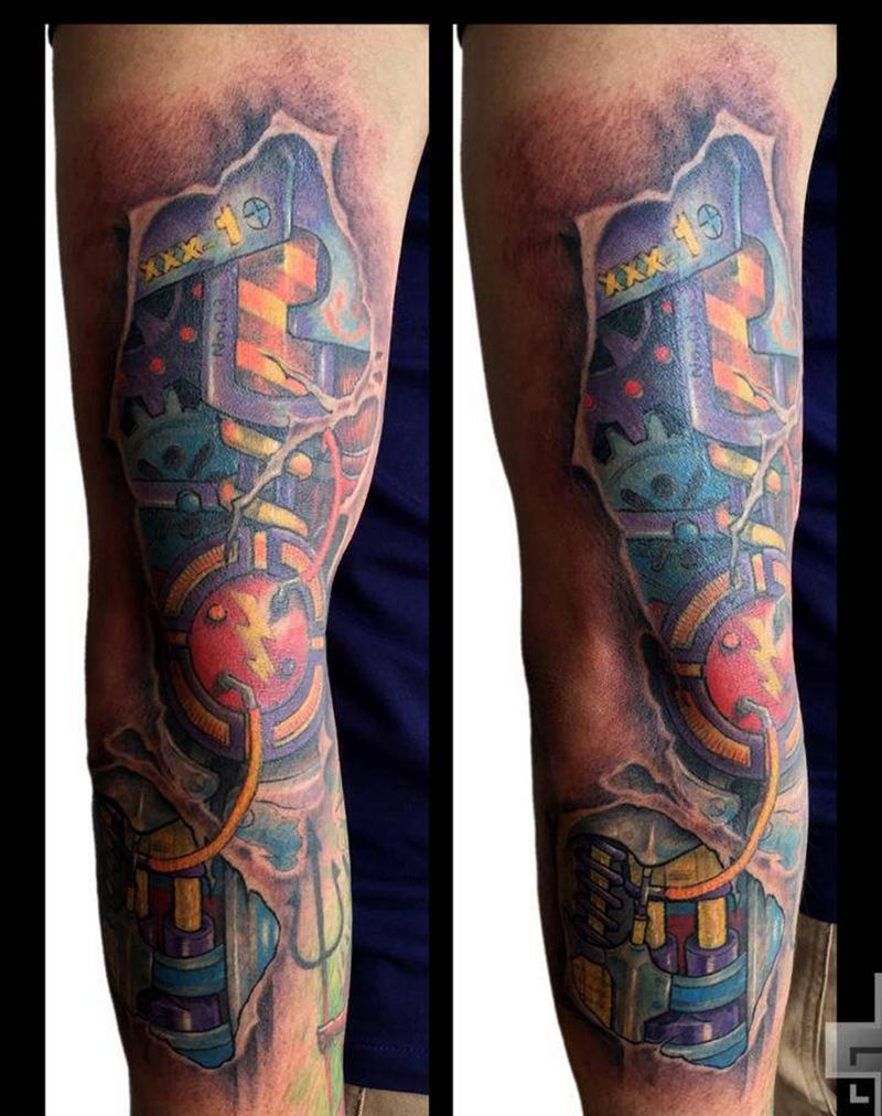 school机械纹身图片_成品手臂欧美静物原创纹身图案