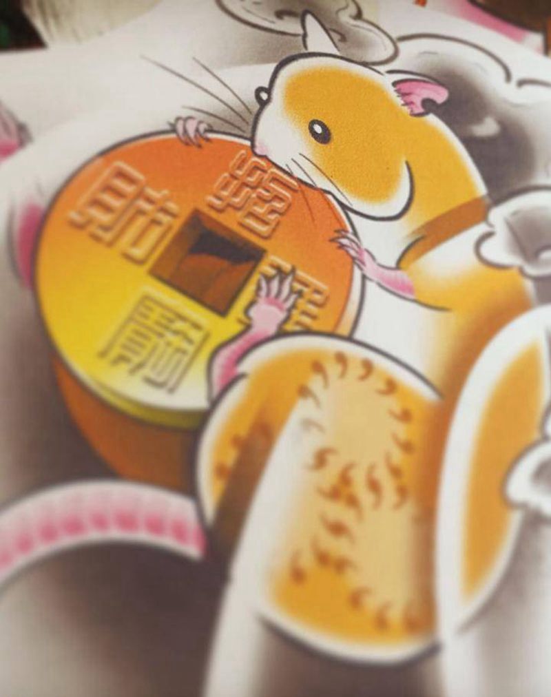 鼠钱纹身图片_手稿肩部胸部手臂腿部传统清新动物静物原创纹身图案