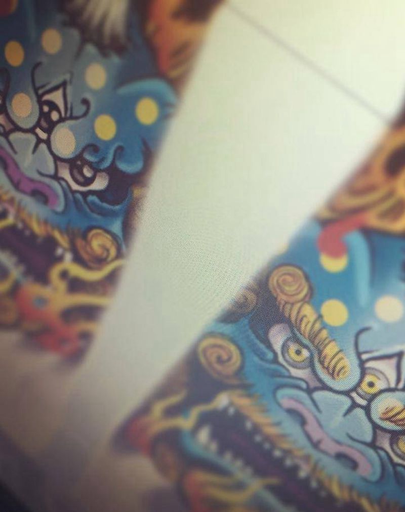 唐狮纹身图片_手稿肩部腰部手臂腿部手部脚部传统原创鬼神纹身图案