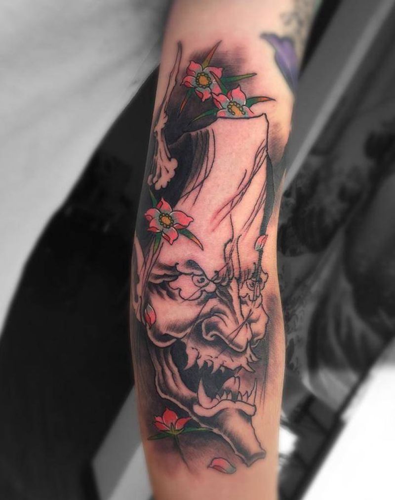 般若纹身图片_成品手臂传统清新鬼神原创纹身图案