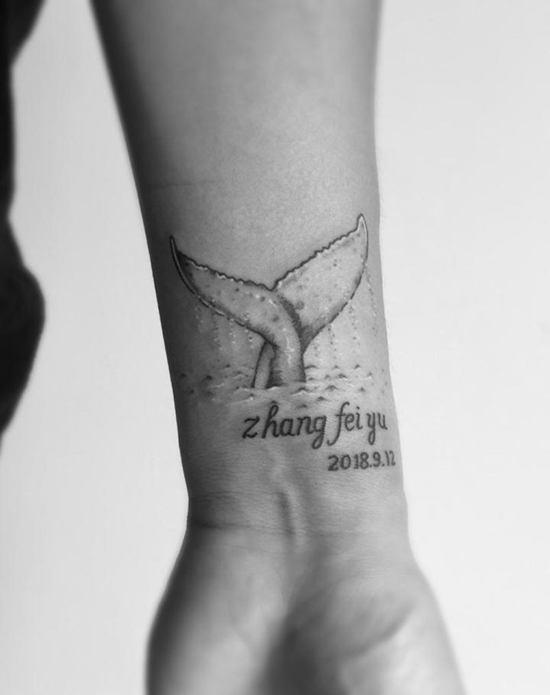 鲸鱼纹身图片_手臂New School纹身图案