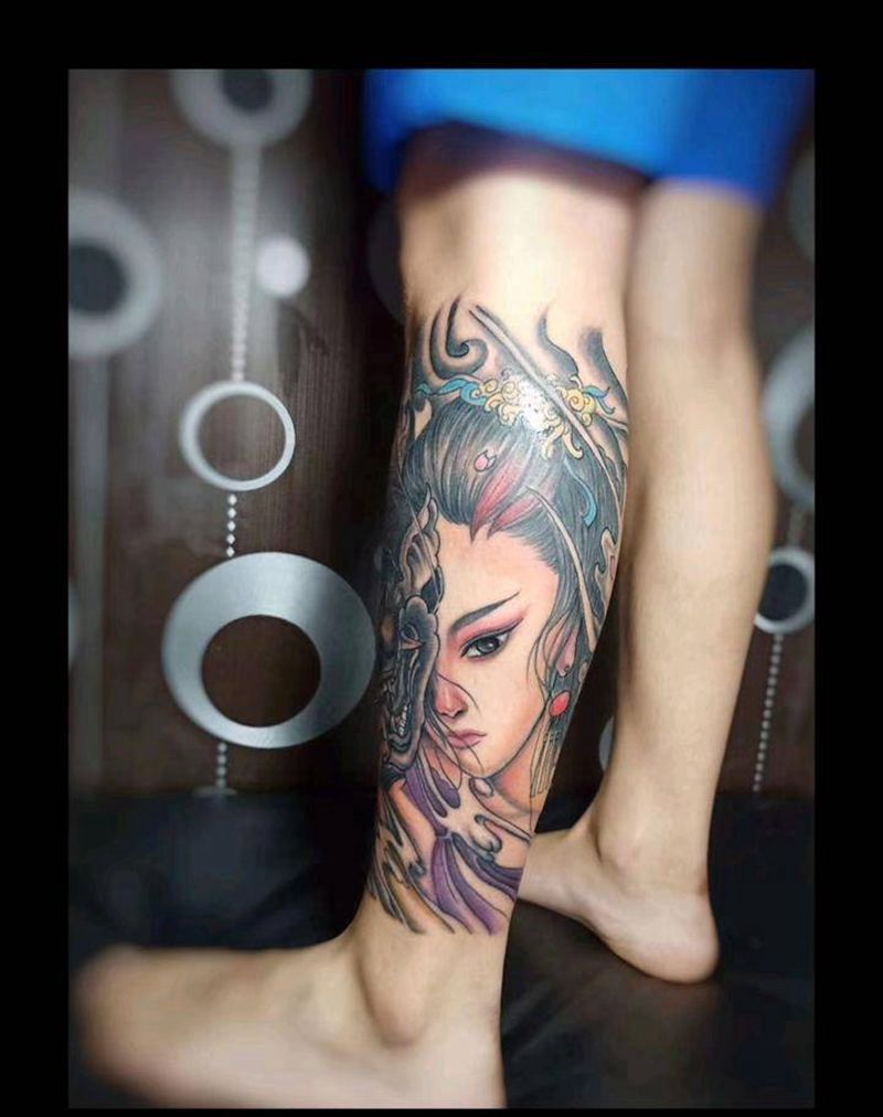 包小腿纹身图片