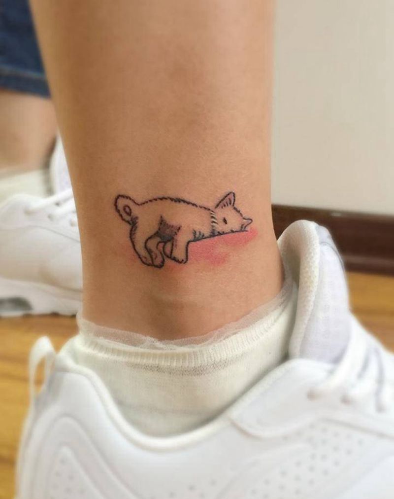 小清新纹身图片_成品颈部手臂腿部清新动物字符图腾纹身图案