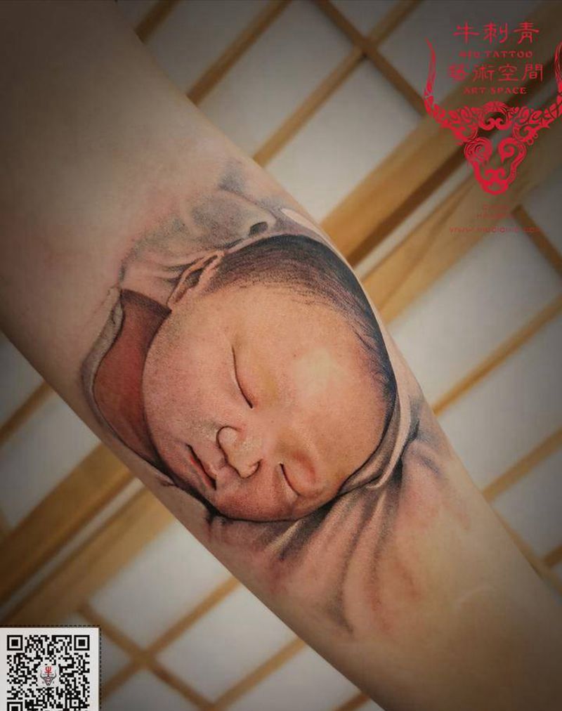 彩色肖像纹身图片_手臂欧美写实纹身图案