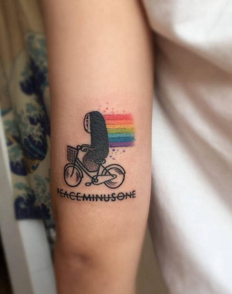 单车无颜男纹身图片_手臂New School纹身图案