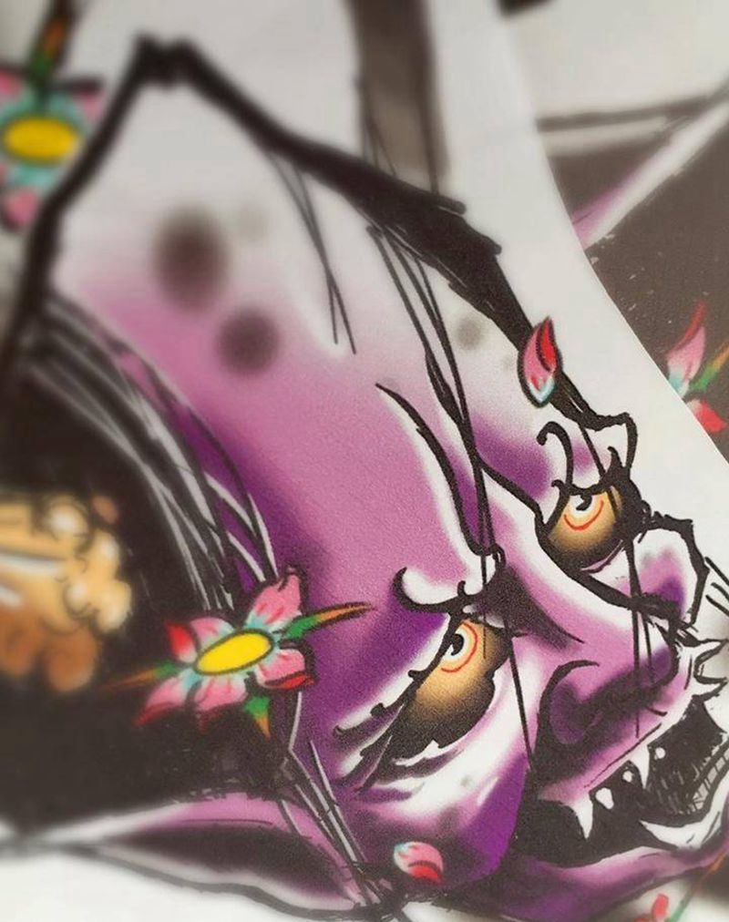 般若纹身图片_手稿手臂腿部传统鬼神植物原创纹身图案