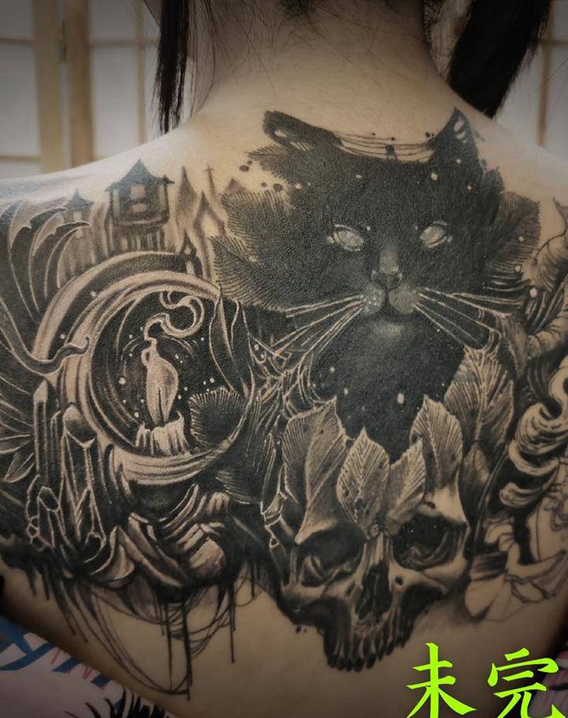 未完待续纹身图片_背部欧美写实纹身图案