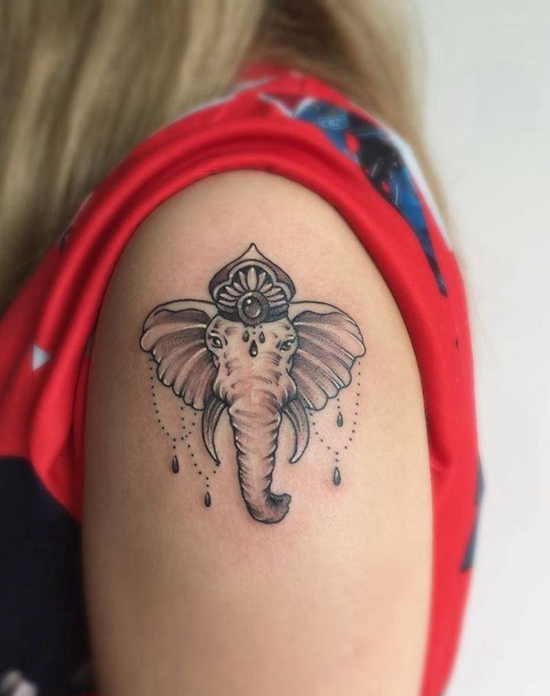 象纹身图片_肩部New School纹身图案