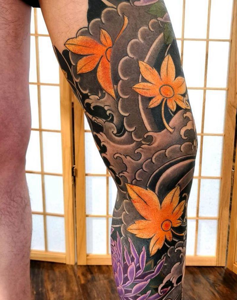 未完待续纹身图片_腿部新传统老传统纹身图案