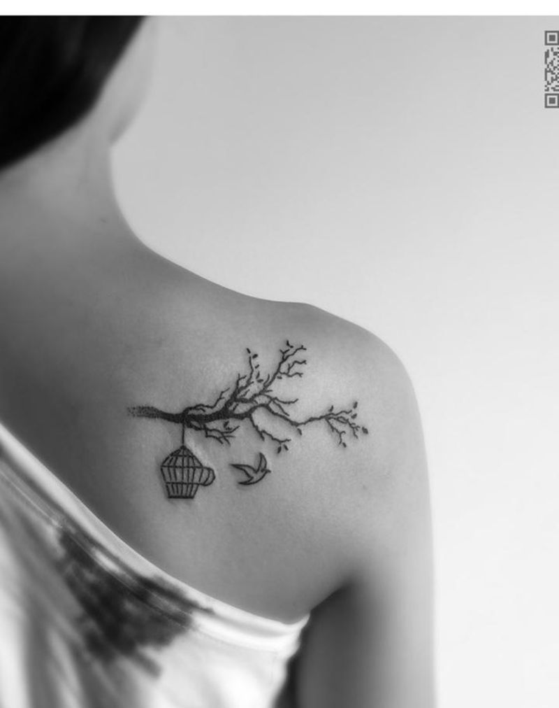 小清新图腾纹身图片_成品背部清新动物植物图腾纹身图案