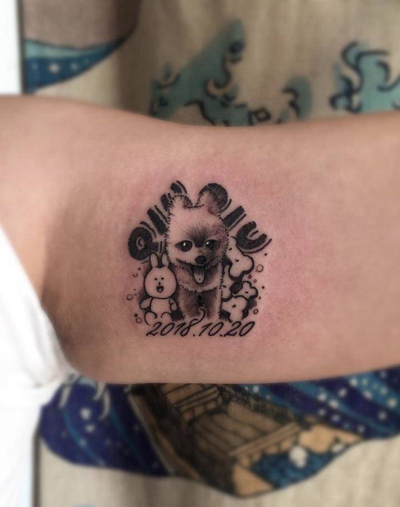 狗狗纹身图片_手臂New School纹身图案