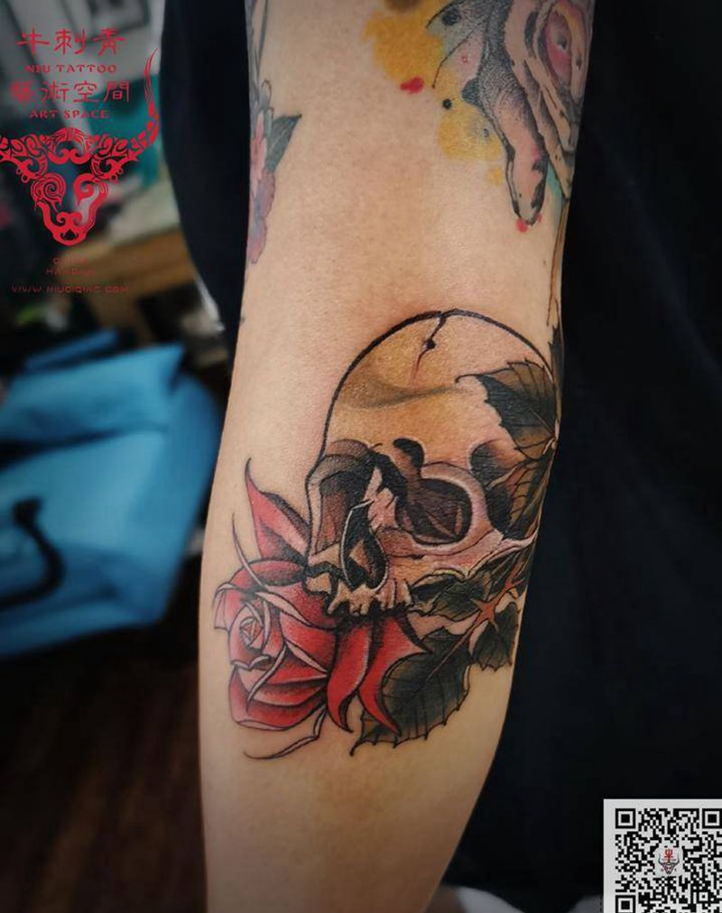 骷髅纹身图片_手臂New School纹身图案
