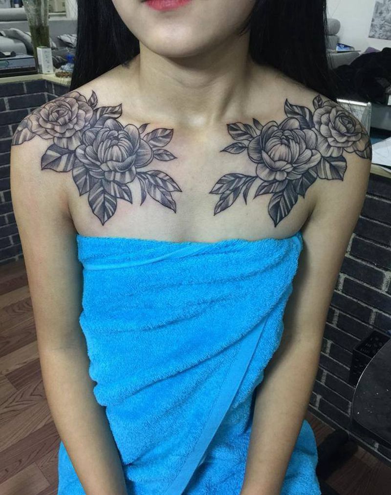 欧美素花纹身图片