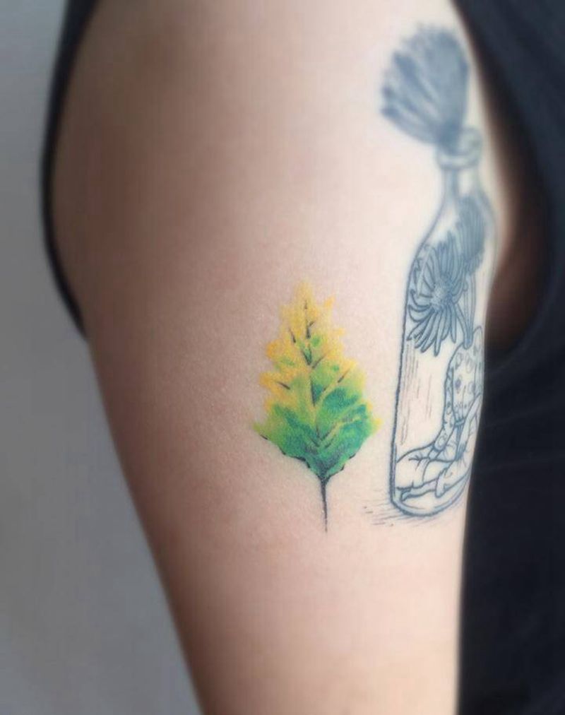 恢复后纹身图片_成品手臂欧美清新植物静物纹身图案