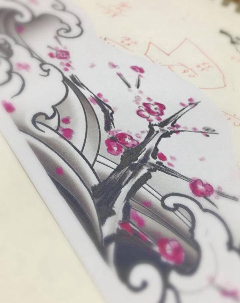 臂环纹身图片_手稿手臂腿部传统植物原创纹身图案