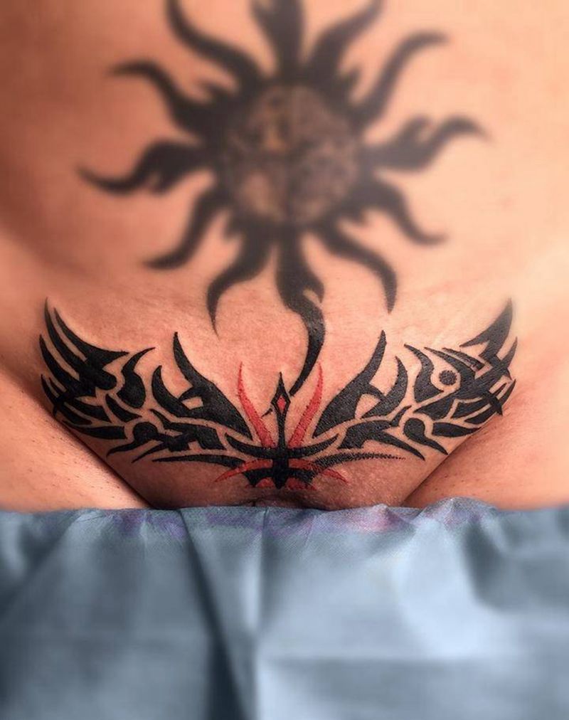 字体设计纹身图片_成品腹部清新图腾字符原创纹身图案