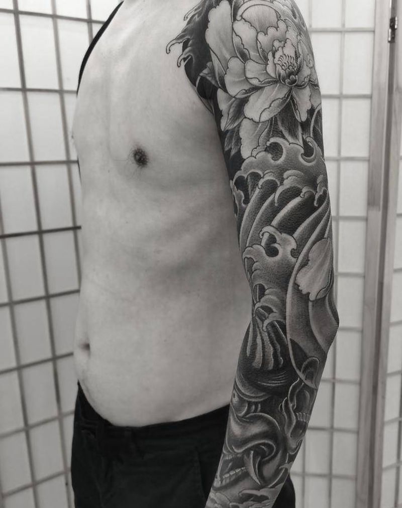 传统花臂纹身图片_手臂老传统新传统纹身图案