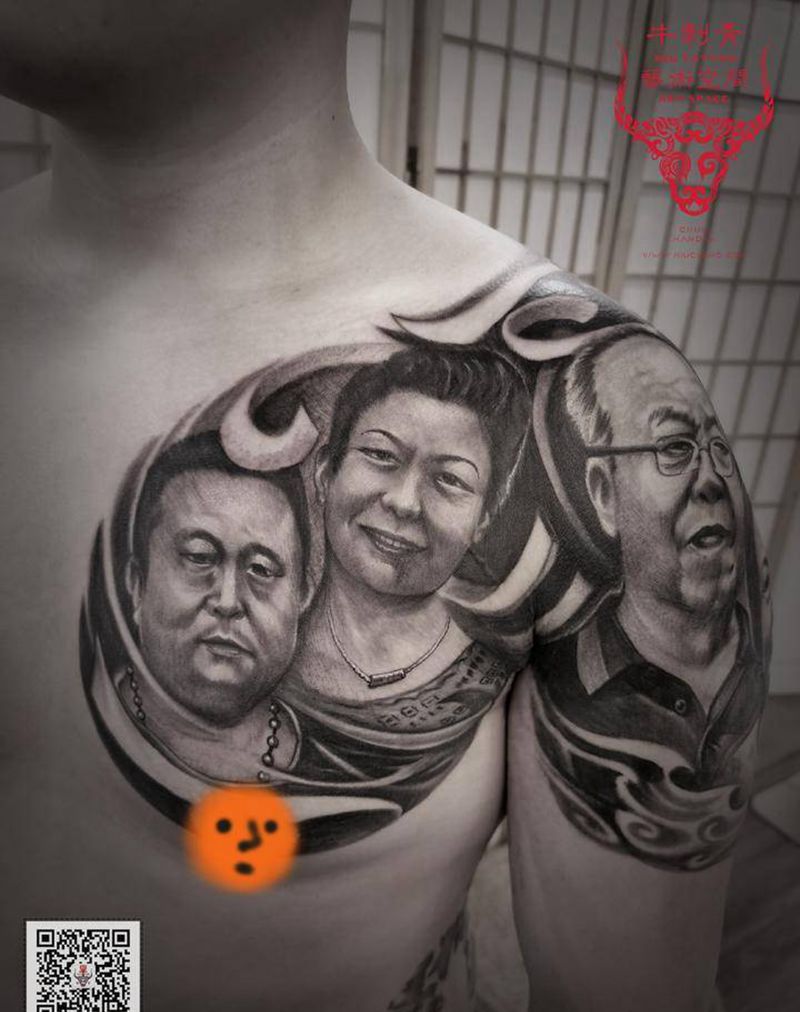 素描肖像纹身图片_手臂胸部欧美写实纹身图案