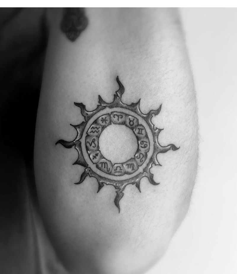 十二星座之轮纹身图片_成品手臂清新静物纹身图案