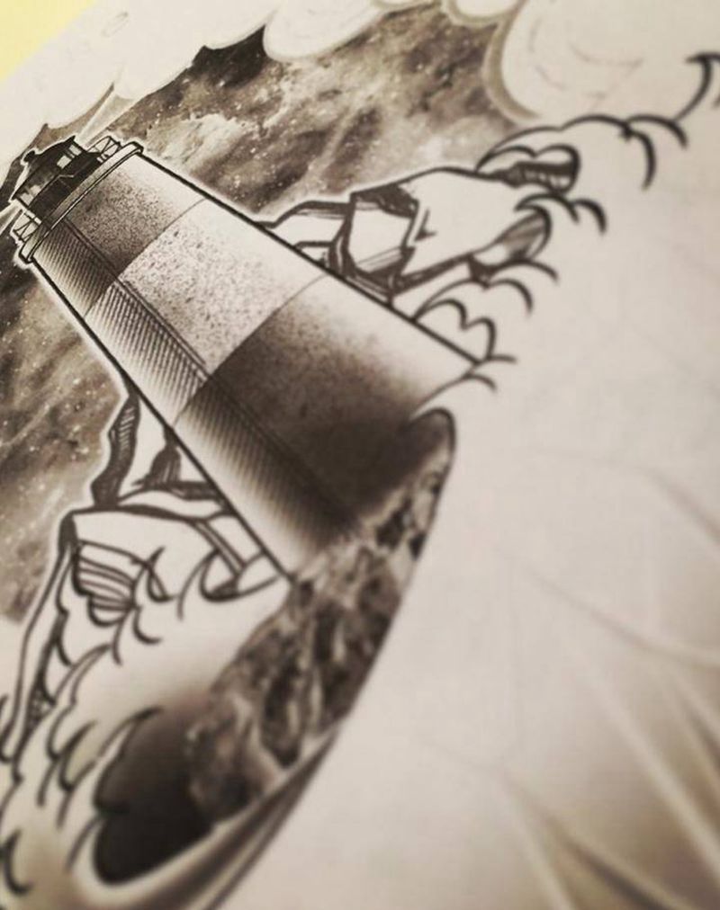 灯塔纹身图片_手臂New School纹身图案