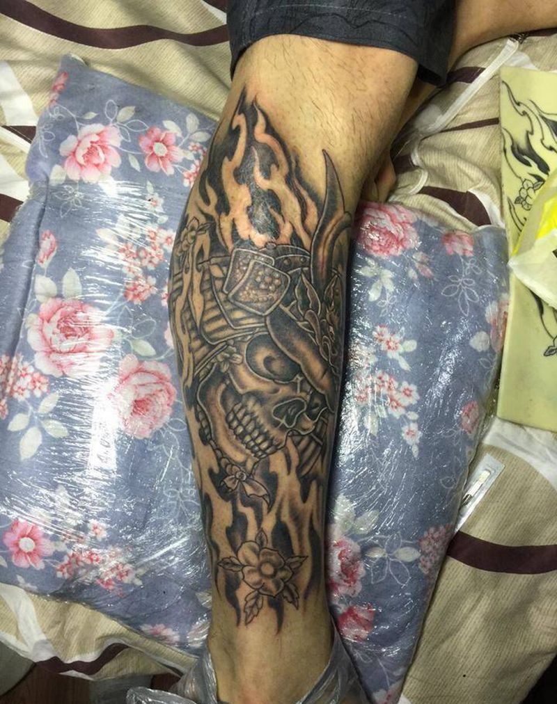 鬼武士纹身图片